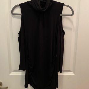 Black, Cold Shoulder, Turtle Neck Top